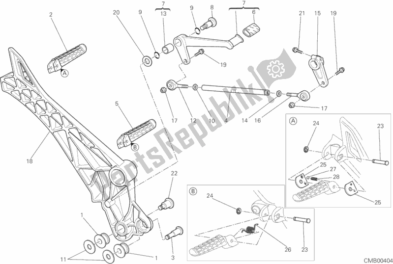 Tutte le parti per il Poggiapiedi, A Sinistra del Ducati Monster 795 EU Thailand 2013